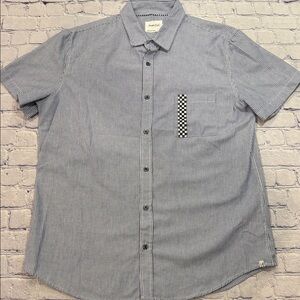 Sovereign Code Los Angeles Men's Blue and White Striped 1917 Button Kidd Shirt L